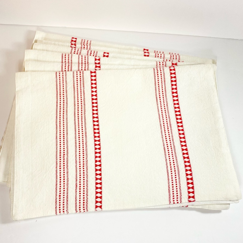 (6) Hearth and Hand Red Embroidered Placemats